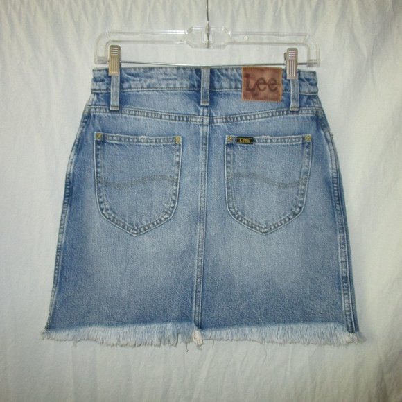 LEE Vintage Modern 26 27 Prairie Blue Distressed High Rise Denim Jean Skirt NWT - Picture 6 of 9